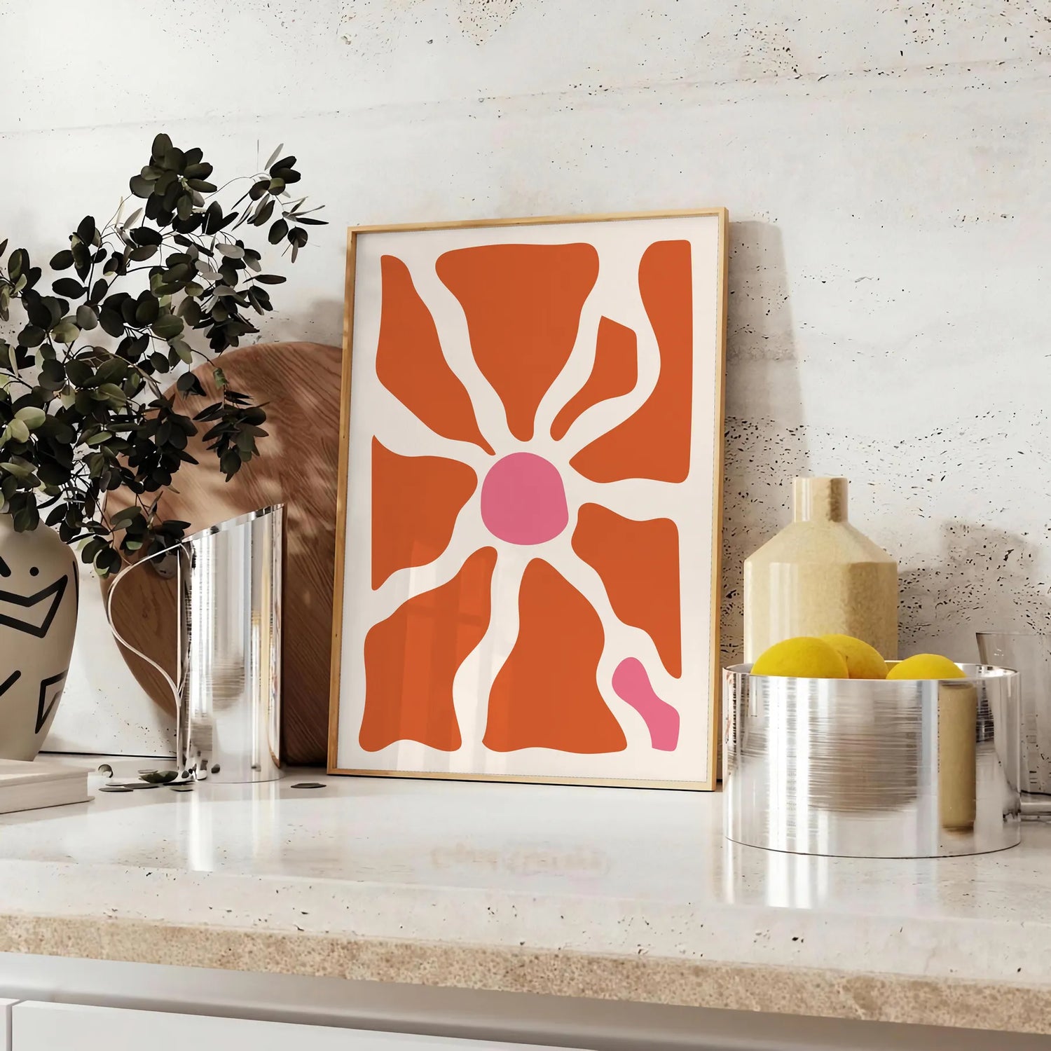space Boho Abstract 16 Framed Wall Art captivating poster warm brown orange hues perfect touch bohemian charm home decor piece thoughtful gift standalone print